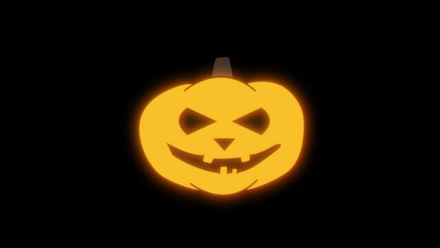 Jack o'lantern Helloween Scary face on a black background, creative animation.