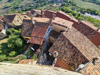 House beneath the fortress of Motovun, Istria, Croatia as seen from te fortress walls.
