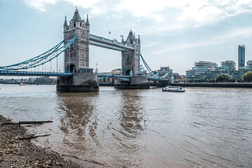 Famous Landmark of London Tower Bridge in a sunny cloudy day