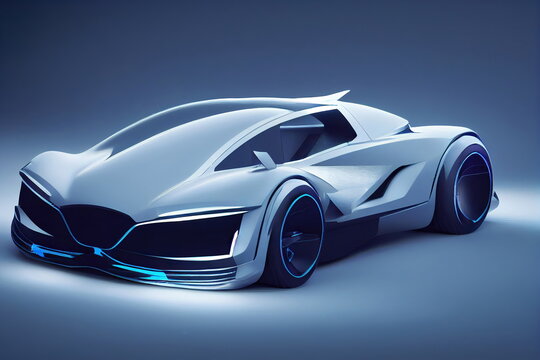 Futuristic car concept, 3d rendering, 3d illustration