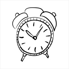 art illustration sketch abstract hand draw vector symbol icon of alarm clock isolated on white