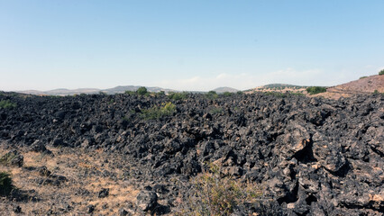 Kula Salihli Unesco Global Geopark. 
Black volcanic stones
