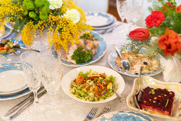 Served for a banquet table. Banquet table Images. Long dinner tables covered with white cloth