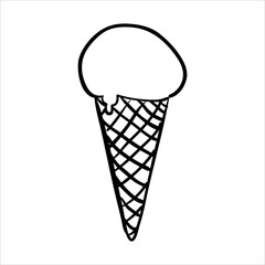 Fototapeta na wymiar art illustration hand draw vector symbol icon of ice cream cone
