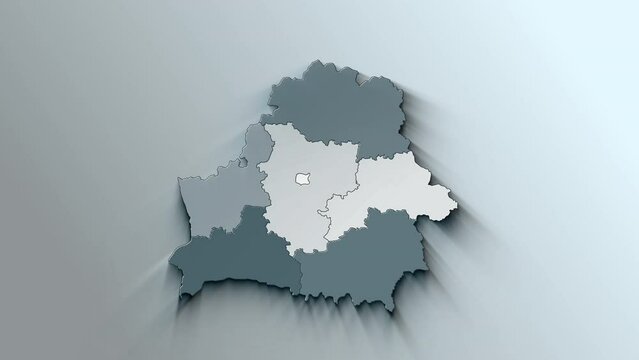 Modern White Map of Belarus with Regions