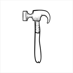 art illustration hand draw vector symbol icon of hammer isolated on white