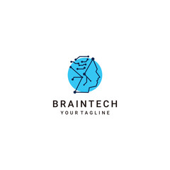 Brain Tech logo desing icon vector