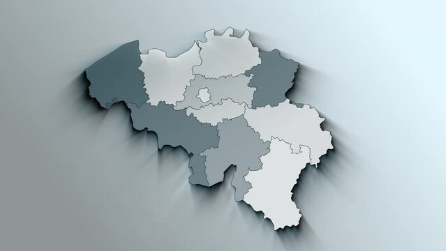 Modern White Map of Belgium with Provinces