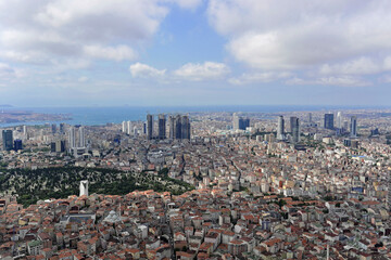 Ausblick vom Istanbul Sapphire auf Türme des Sabanci Center, Besiktas, europäischer Teil von Istanbul, Türkei, Asien