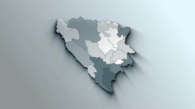 Modern White Map of Bosnia and Herzegovina with Cantons
