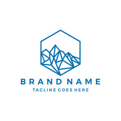 Naklejka premium Mountain logo design template.creative stones icon vector.Mountain geometric logo style