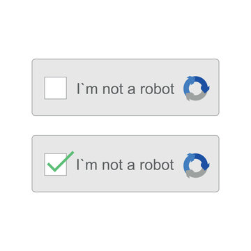 I'm not a robot isolated on white background. Recaptcha I'm not a robot. Confirmed recaptcha.Internet secutiry.Vector stock