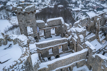 Ruins of Ogrodzieniec Castle in Polish Jura region of Poland