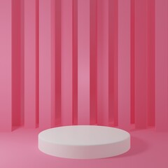 Product Stand in pink room ,Studio Scene For Product ,minimal design,3D rendering	

