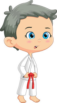 recommend clip art: The cute boy is ready to learn new move in taekwondo martial art