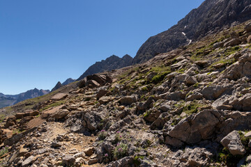 trail in the french pyrenees towards the sarradets refuge