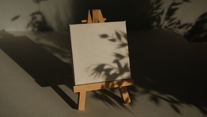 Easel with canvas, white template.