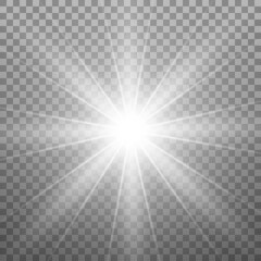 Vector glow light effect. Star burst isolated on transparent. Stock royalty free vector illustration