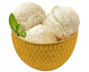 Gelato cream in bowl illustration