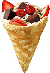 strawberry ice cream crepes illustration