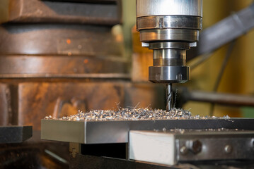 The drilling process on NC milling machine with coolant method.