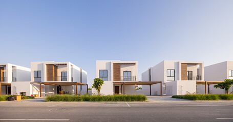 View of modern homes in United Arab Emirates