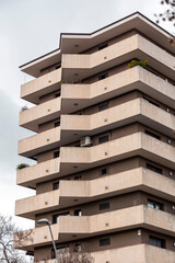 Cityscape and generic architectural view in the modern residential areas of Girona, Spain