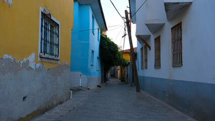Kula, Manisa, Turkey 10.02.2022 a street in the town famous for its old and colorful houses