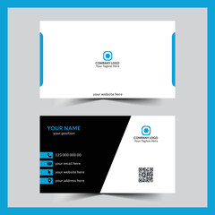 Professional elegant blue and white modern business card design template