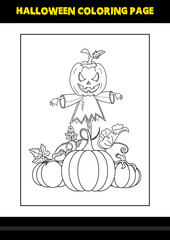 Halloween coloring page for kids. Line art coloring page design for kids.