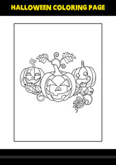 Halloween coloring page for kids. Line art coloring page design for kids.