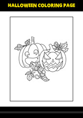 Halloween coloring page for kids. Line art coloring page design for kids.