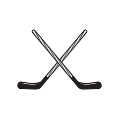 Vintage retro vwinter sport hockey stick. Can be used like emblem, logo, badge, label. mark, poster or print. Monochrome Graphic Art. Vector Illustration. Engraving