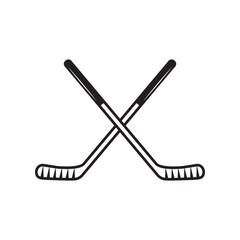 Vintage retro vwinter sport hockey stick. Can be used like emblem, logo, badge, label. mark, poster or print. Monochrome Graphic Art. Vector Illustration. Engraving