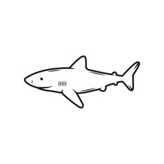 Vintage retro surfing shark. Can be used like emblem, logo, badge, label. mark, poster or print. Monochrome Graphic Art. Vector