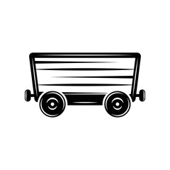 Vintage mining trolley vagon. Can be used like emblem, logo, badge, label. mark, poster or print. Monochrome Graphic Art. Vector