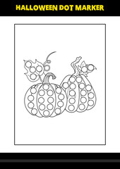Halloween dot marker coloring page for kids. Line art coloring page design for kids.