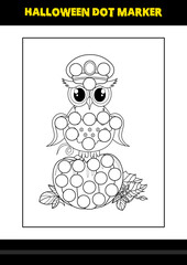 Halloween dot marker coloring page for kids. Line art coloring page design for kids.