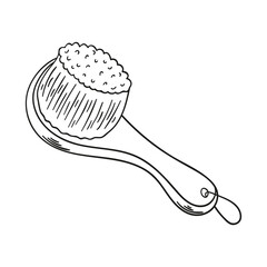 Doodle massage brush for body, sauna and bathroom isolated on a white background. Hand drawn, simple outline illustration. It can be used for decoration of textile, paper.