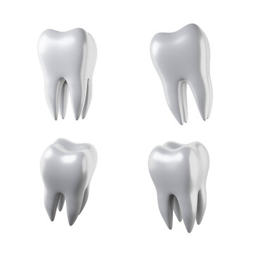 Set of 3d tooth isolated on transparent background. Render. 3d render. PNG. Dentistry, medicine concept. 3D rendering, ui, ux. Teeth. Health.