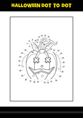 Halloween dot to dot coloring page for kids. Line art coloring page design for kids.