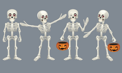 set of skull cartoon halloween