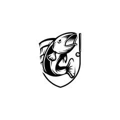 fishing silhouette logo template vector
