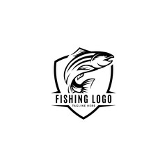 fishing silhouette logo template vector