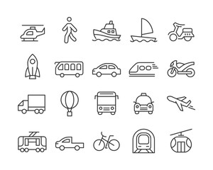 Transportation - Line Icons - Editable Stroke