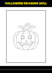 Halloween drawing skill for kids. Halloween drawing skill coloring page for kids.