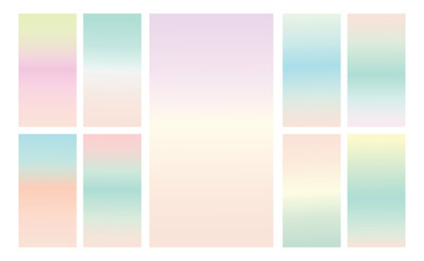 Set of multicolor Pastel gradient background. Soft pastel gradient background Template. Modern screen gradient for web 
