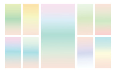 Obraz premium Set of multicolor Pastel gradient background. Soft pastel gradient background Template. Modern screen gradient for web 