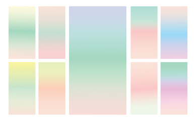 Fototapeta premium Set of multicolor Pastel gradient background. Soft pastel gradient background Template. Modern screen gradient for web 