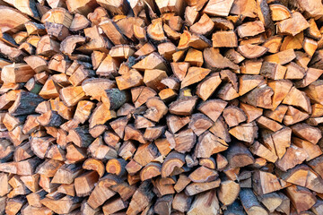 A stock of firewood for the winter. Preparing for winter.